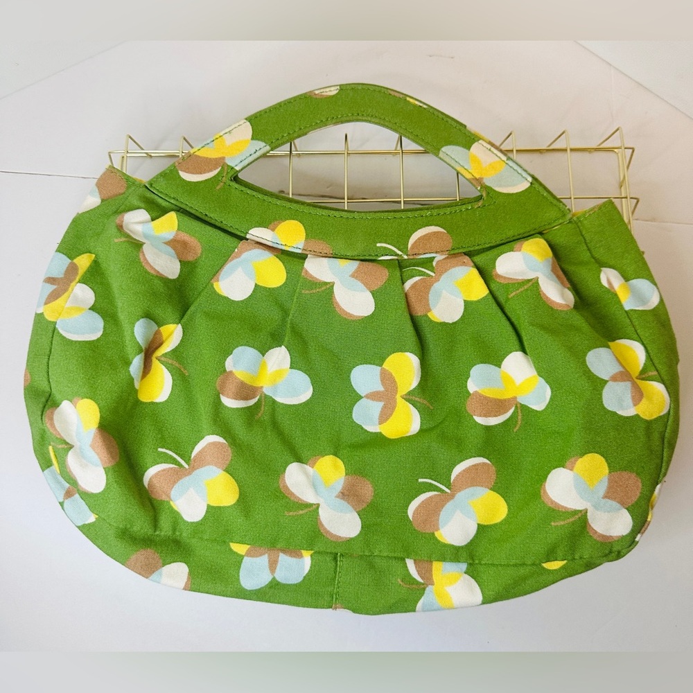 OLD NAVY Green and Yellow Butterfly Print Handbag Y2K Retro Style Medium Size